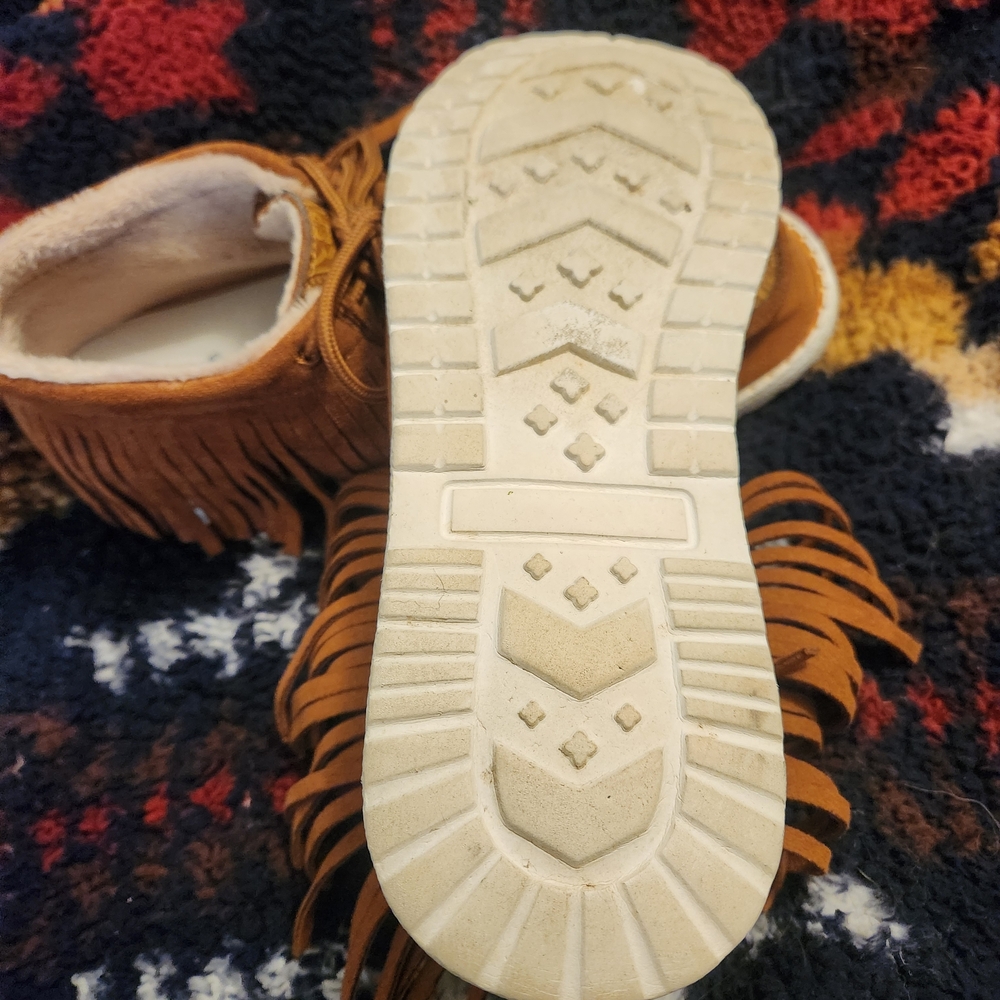 Gypsy Jazz Brown Ankle Boots with Fringe - Picture 4 of 5